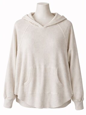 Size M Tna Aritzia Women’s Waffle Knit Hoodie Thermal Pullover Cream